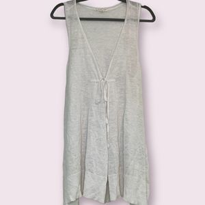 Eileen Fisher white linen sleeveless duster-Size Medium Petite